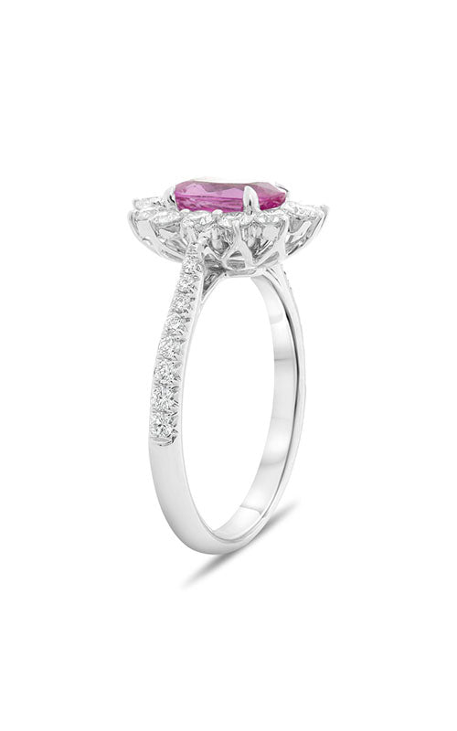 Roman and Jules Oval Pink Sapphire Halo Pave Ring MR611-77