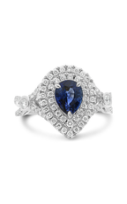 Roman and Jules Pear-shaped Blue Sapphire & Diamond Ring KR5609W-1