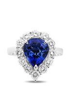 Roman and Jules Pear-shaped Blue Sapphire Halo Ring MR591A-1