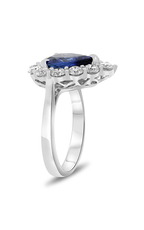 Roman and Jules Pear-shaped Blue Sapphire Halo Ring MR591A-1