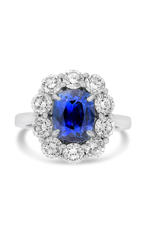 Roman and Jules Oval Sapphire Shared Prong Halo Ring KR2636WSP-18K-1