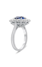 Roman and Jules Oval Sapphire Shared Prong Halo Ring KR2636WSP-18K-1