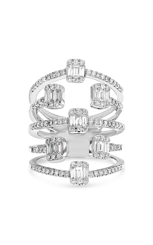 Roman And Jules White Gold Diamond Open Cuff Multi-Band Ring DR1019-1