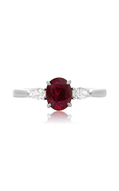 Roman And Jules Platinum Oval Ruby And Pear Shaped Diamond Ring MR632-157