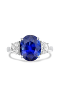 Roman And Jules Platinum 3-Stone Oval Sapphire And Half Moon Diamond Ring MR632-165
