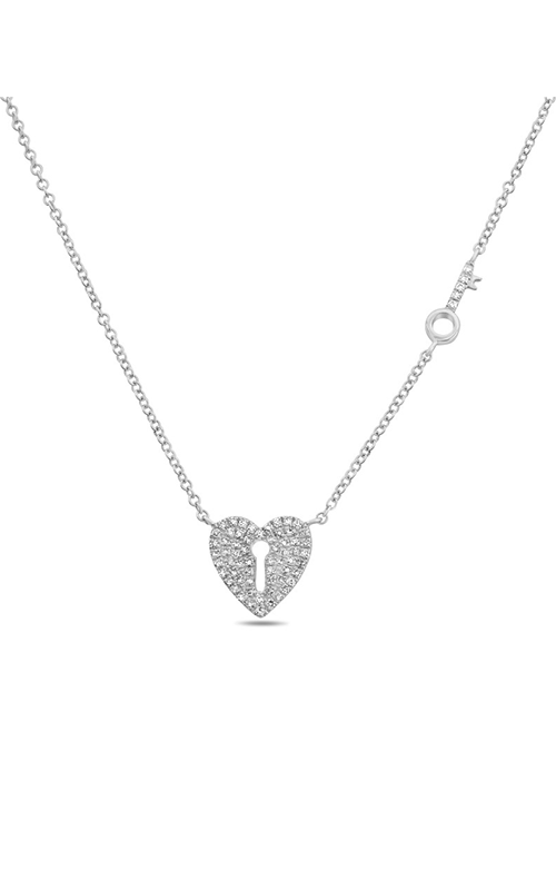 Roman and Jules Heart Lock & Key Diamond Pave Necklace EN1039-1