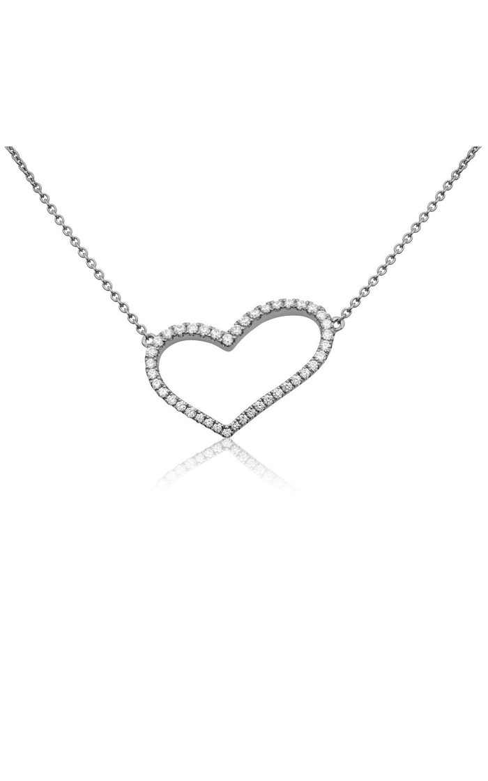 Roman and Jules White Diamond Pave Heart Necklace UN1779A-1