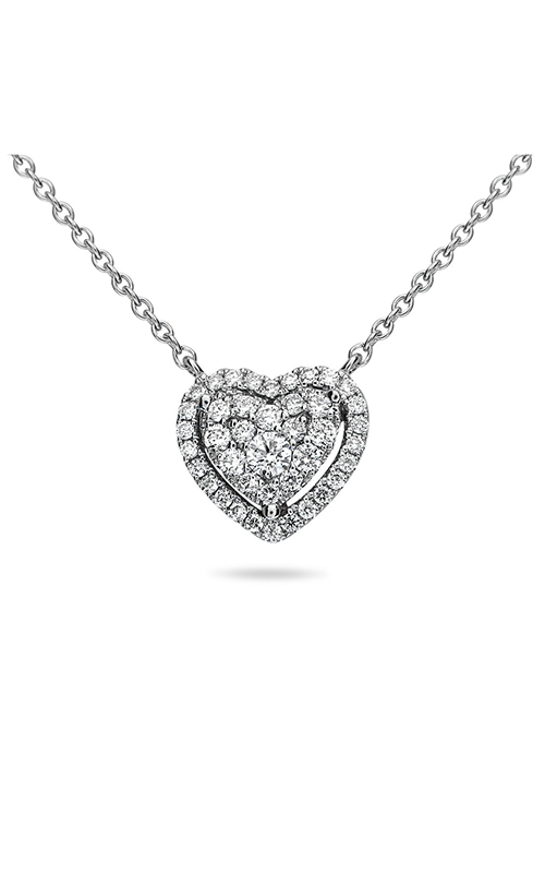 Roman And Jules Heart-Shaped Diamond Halo Pendant Necklace UN1887D-1