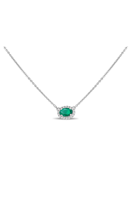 Roman and Jules Oblong Emerald & Diamond Halo Necklace UN1971-12