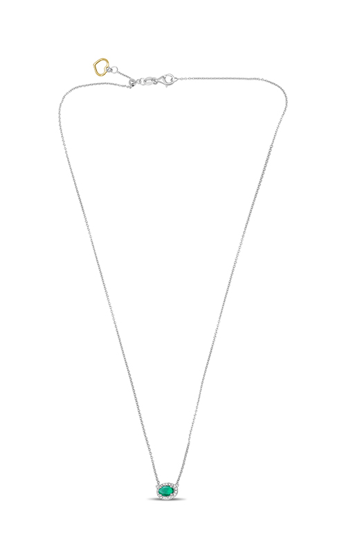 Roman and Jules Oblong Emerald & Diamond Halo Necklace UN1971-12