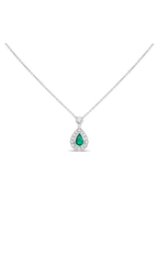 Roman and Jules Pear-shaped Emerald Halo Necklace UN2065-3
