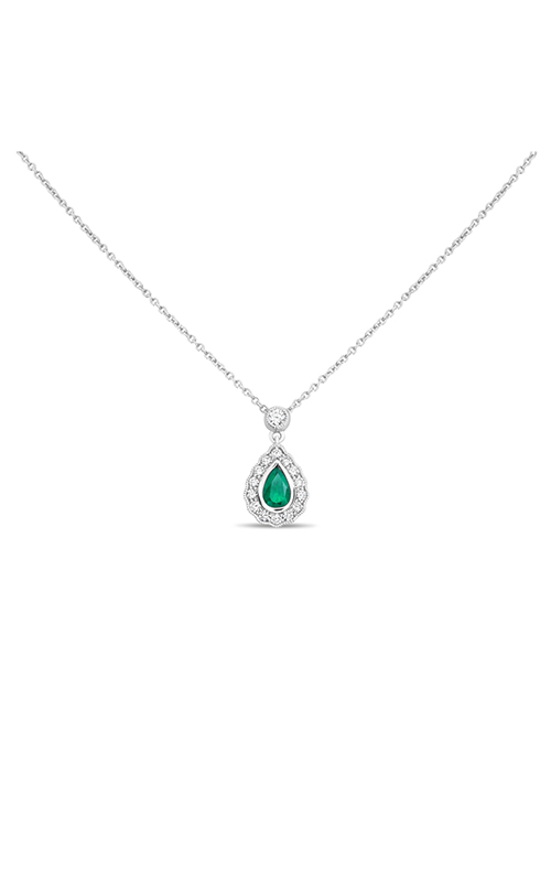 Roman and Jules Pear-shaped Emerald Halo Necklace UN2065-3