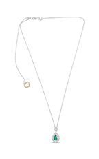 Roman and Jules Pear-shaped Emerald Halo Necklace UN2065-3