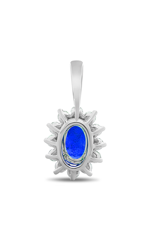 Roman and Jules White Gold Oval Blue Sapphire Halo Pendant UP1974-5