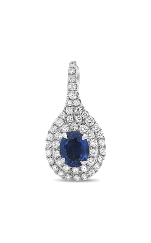 Roman and Jules Oval Blue Sapphire Double Halo Pendant MP753-1