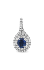 Roman and Jules Oval Blue Sapphire Double Halo Pendant MP753-1