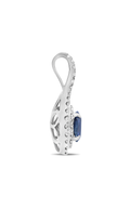 Roman and Jules Oval Blue Sapphire Double Halo Pendant MP753-1