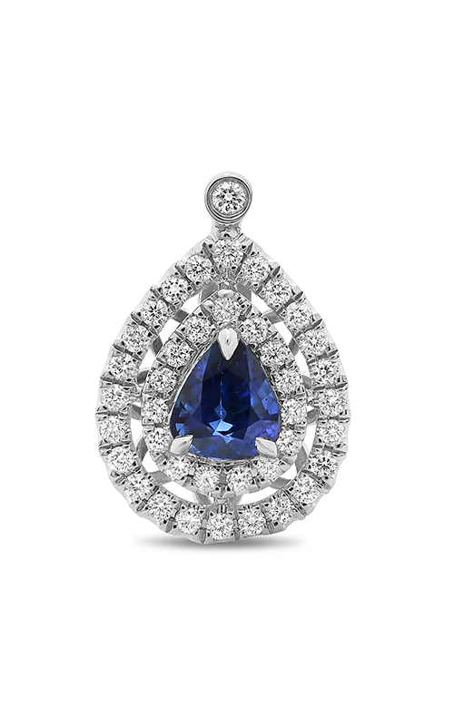 Roman and Jules Pear-shaped Blue Sapphire Split Halo Pendant KP3886-1