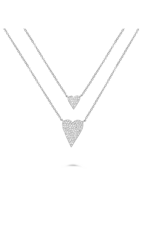 Roman And Jules White Gold Double Diamond Hearts Necklace AN1050-1