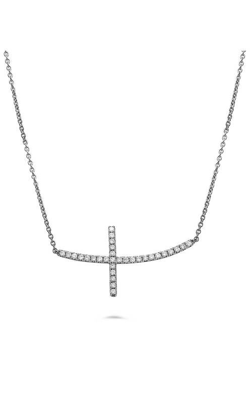 Roman And Jules White Gold Diamond Sideways Cross Necklace MN886-1