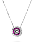 Roman And Jules Pink Sapphire & Diamond Open Circle Necklace NN1010-4