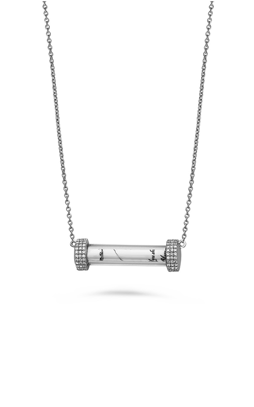Roman And Jules White Gold And Diamond Glass Tube Necklace MN801C-1