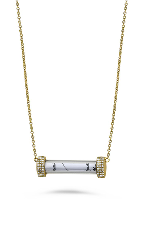 Roman And Jules Yellow Gold And Diamond Glass Tube Necklace MN801C-2