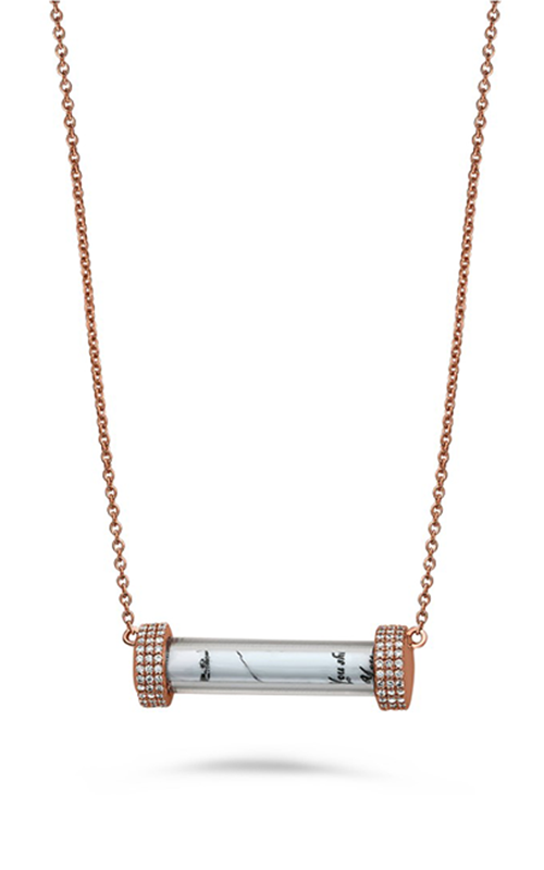Roman And Jules Rose Gold And Diamond Glass Tube Neckalce MN801C-3