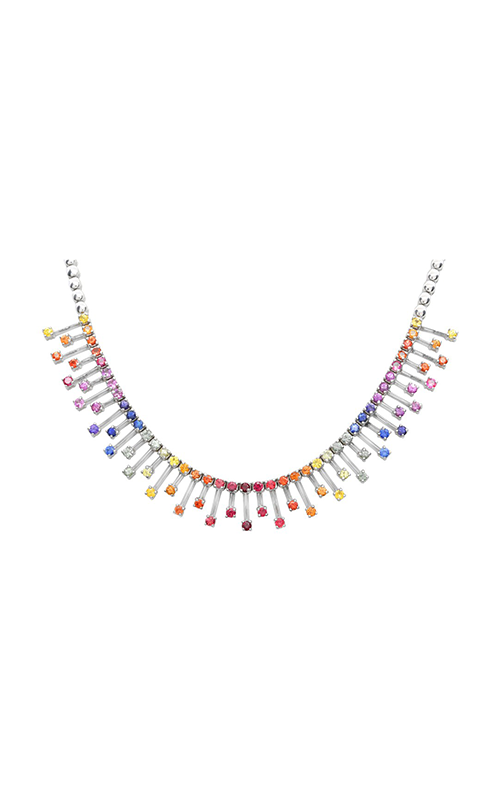 Roman And Jules White Gold Rainbow Sapphire Necklace GN2634-1