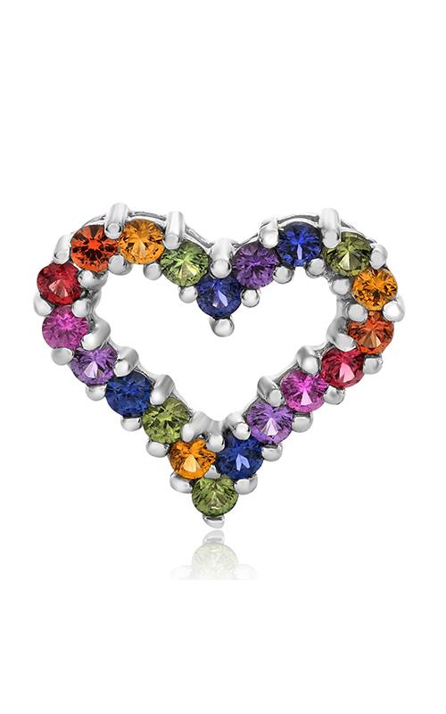 Roman And Jules White Gold Heart Pendant with Multicolored Sapphires GP2619-1