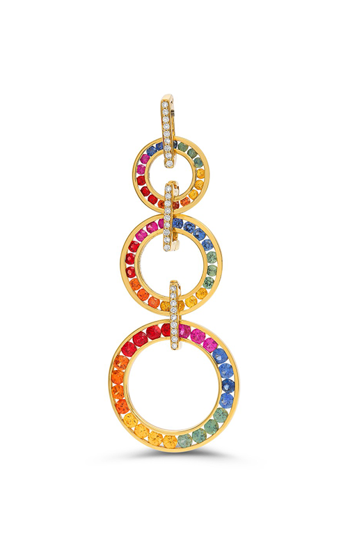 Roman And Jules Trio Of Rainbow Sapphire Vertical Open Circles Pendant GP2621-2