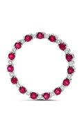 14K White Gold Ruby And Diamond Open Circle Of Life Pendant