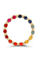 Roman And Jules Yellow Gold Rainbow Sapphire Open Cirlce Pendant GP2620-1