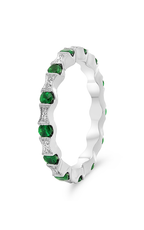 Roman and Jules White Gold Tsavorite & Diamond Eternity Band NR988-11