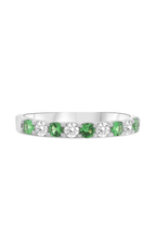14K White Gold Alternating Tsavorite & Diamond Band