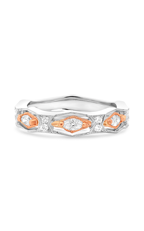 Roman and Jules White & Rose Gold Milgrain Diamond Band NR1072-1