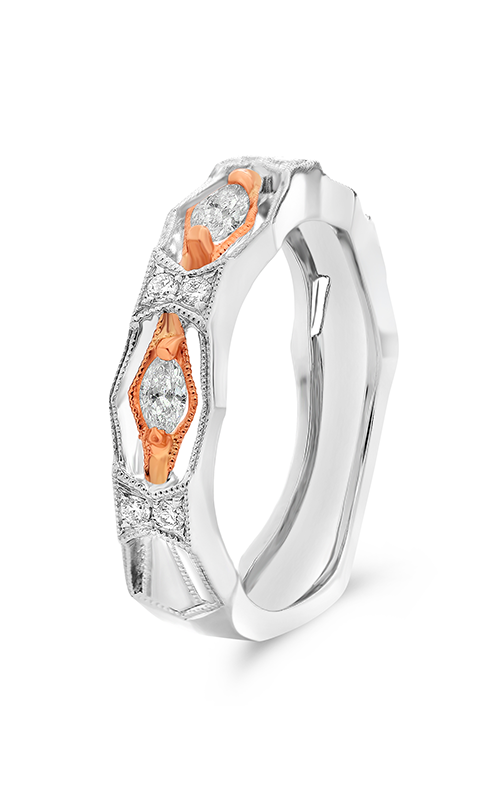 Roman and Jules White & Rose Gold Milgrain Diamond Band NR1072-1