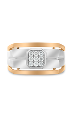 Roman and Jules White & Rose Gold Octagon Men's Band GR2934-1