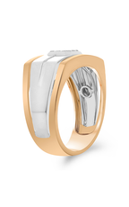 Roman and Jules White & Rose Gold Octagon Men's Band GR2934-1
