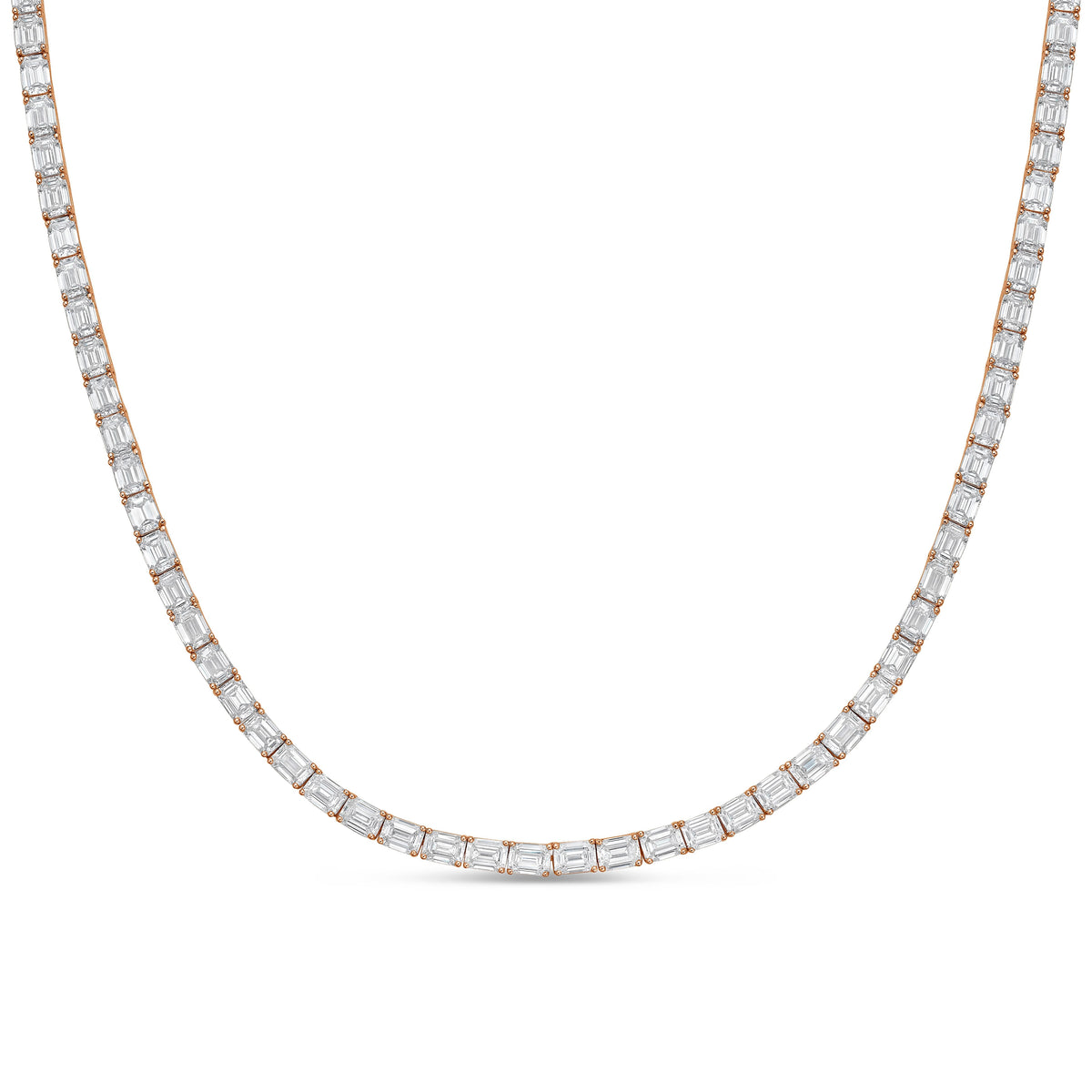 Lab Grown Emerald Cut East West Tennis Necklace