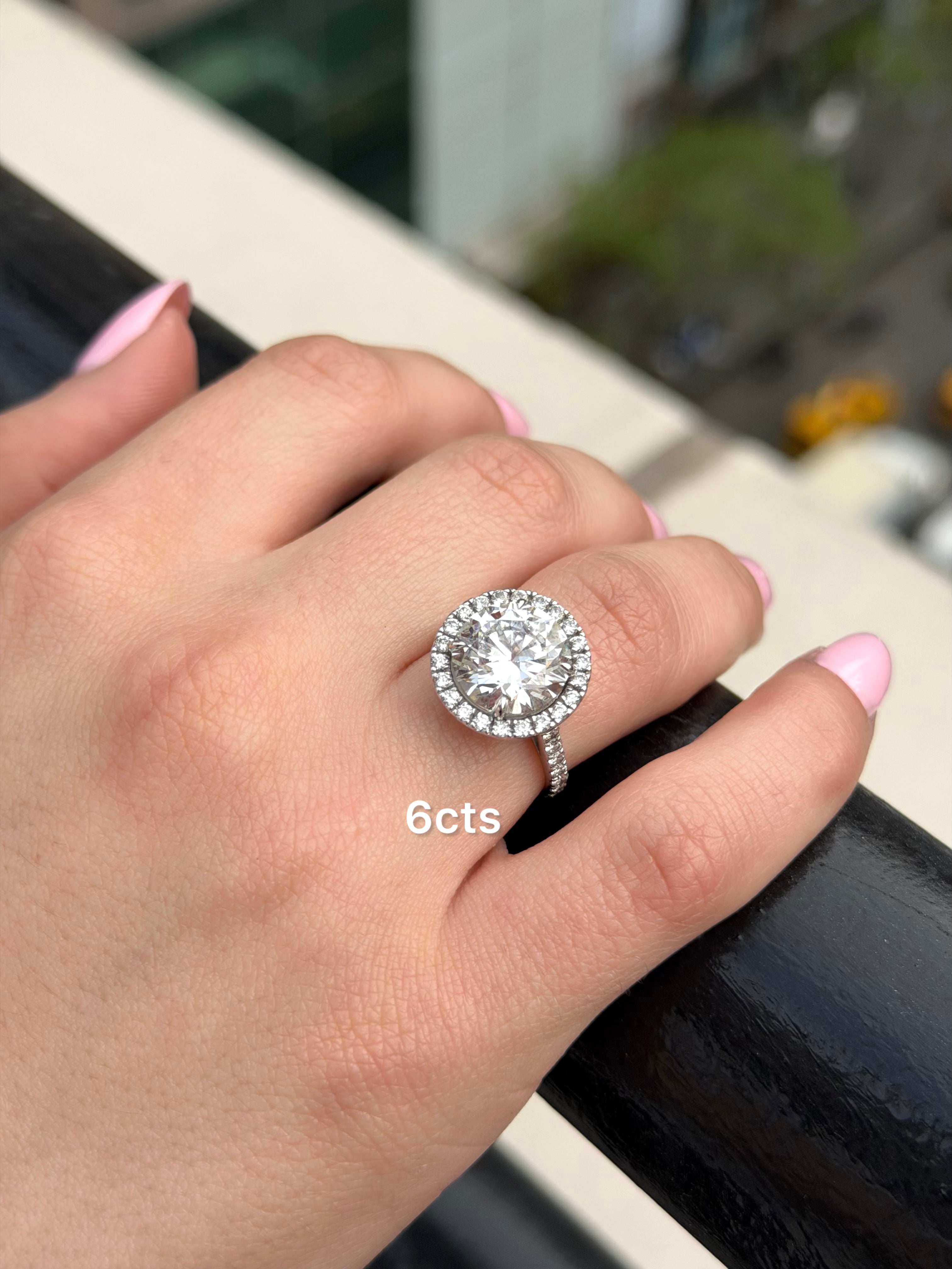 Lab-Grown Round Diamond Pave Halo Ring, 18K Gold