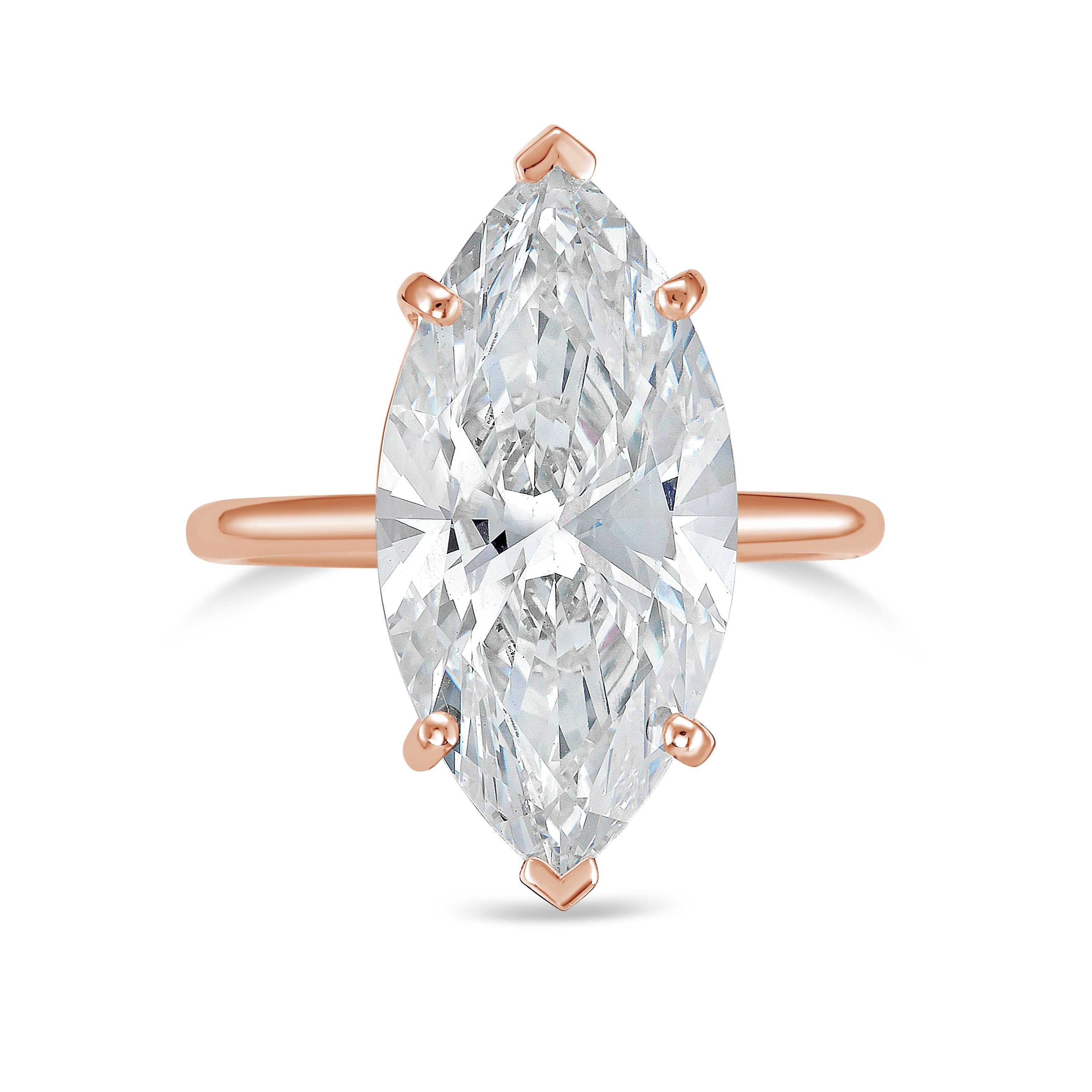 Lab-Grown Marquise Diamond Solitaire Ring, 18K Gold