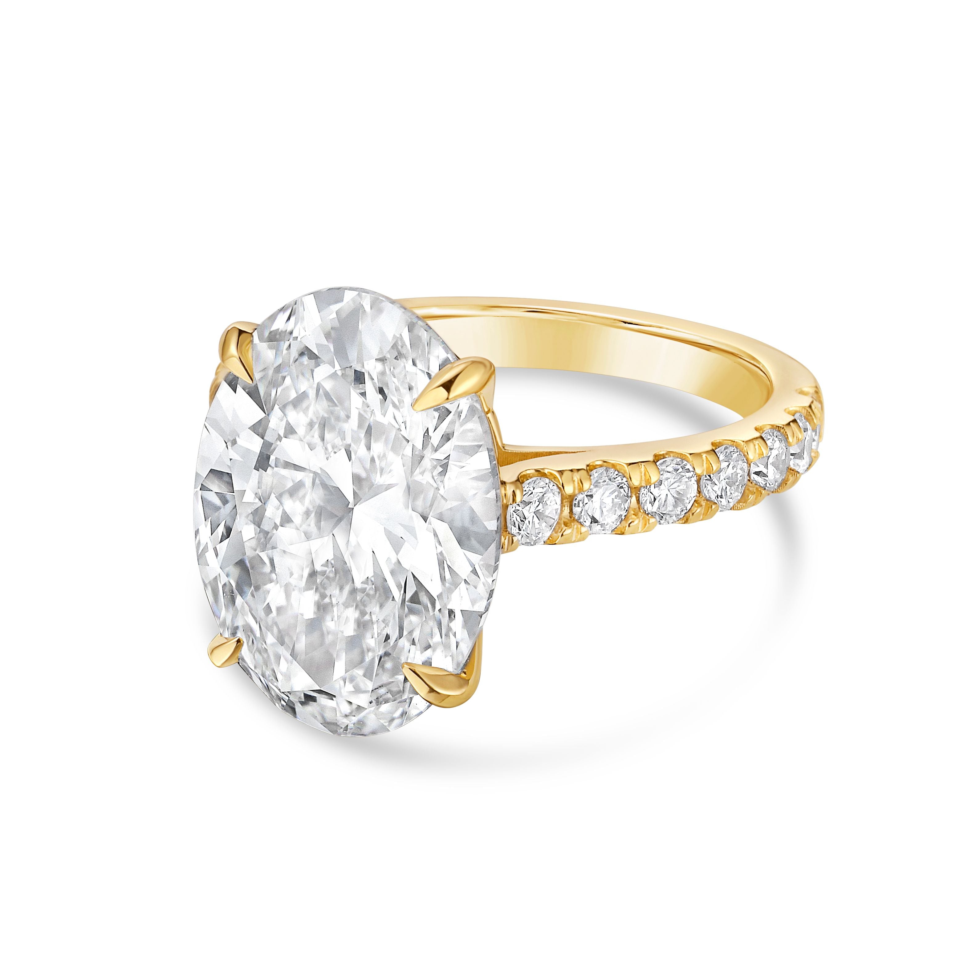 Lab-Grown Oval Diamond Ring With Accents, 18K Gold