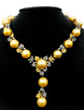 Black Rhodium Pearl & Diamond Floral Necklace