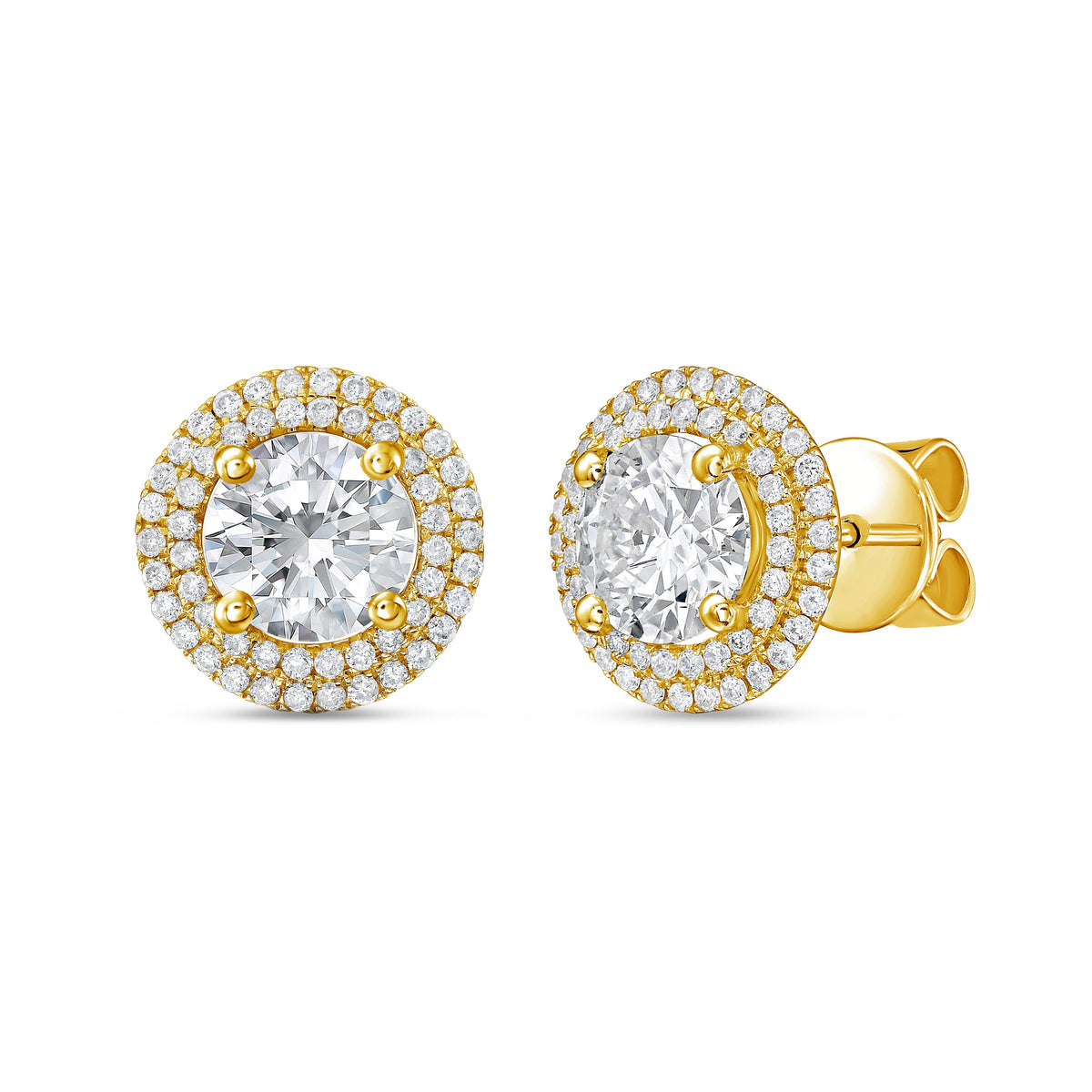 Lab-Grown Round Diamond Double Halo Earrings