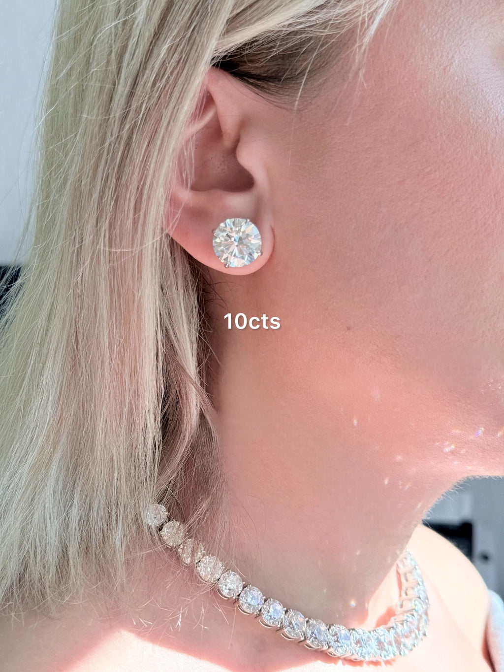 Lab-Grown Round Diamond Stud Earrings, 4-Prong