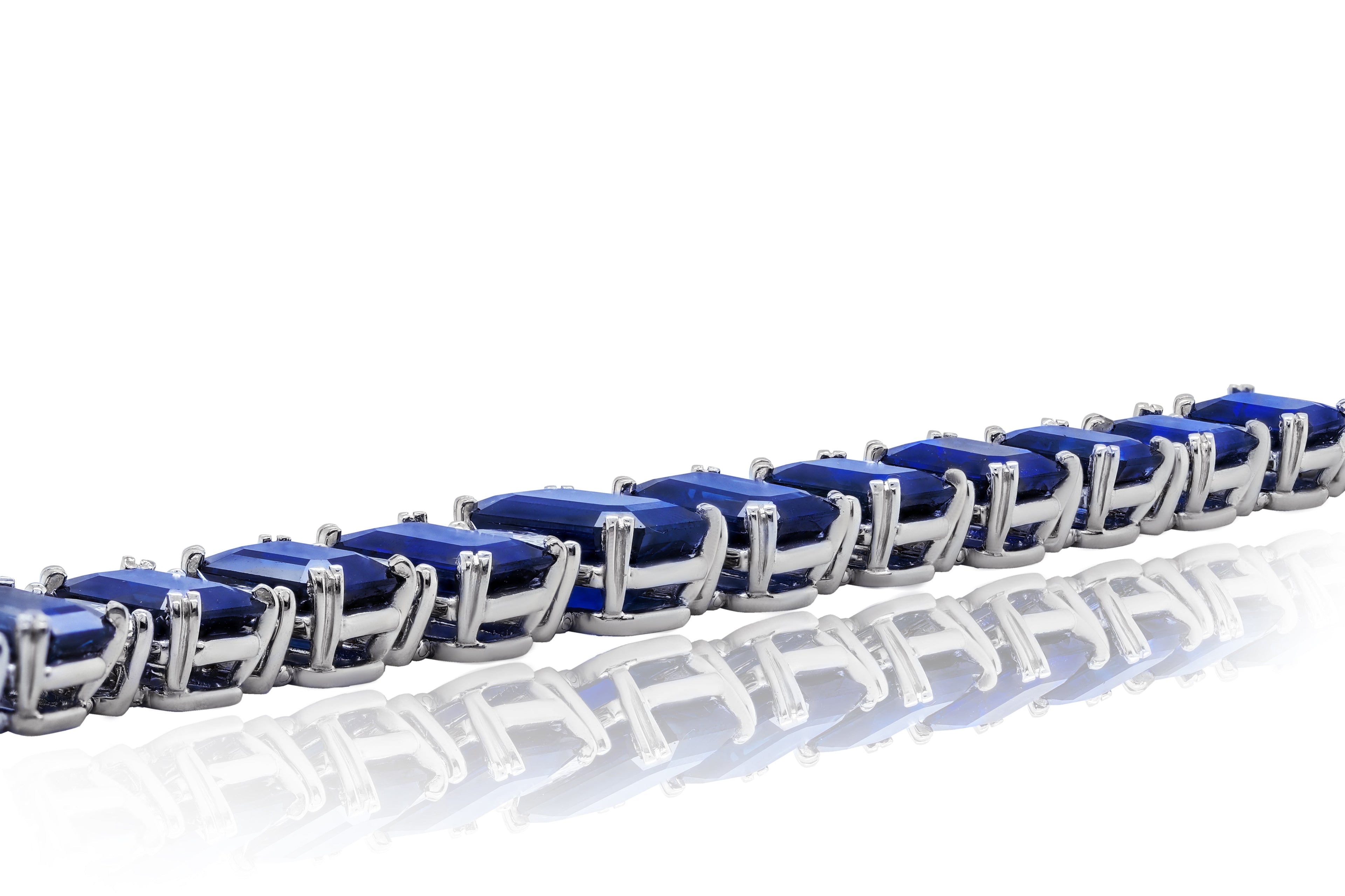 Blue Sapphire Diamond Platinum Bracelet