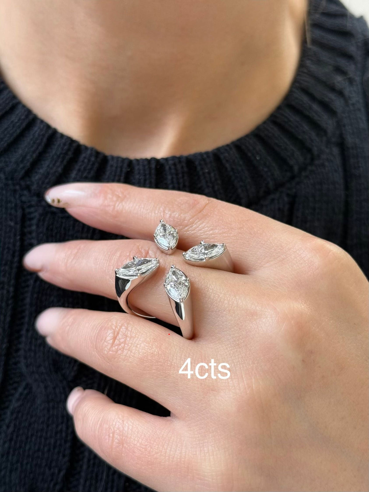 Lab-Grown Marquise Floating Diamond Ring