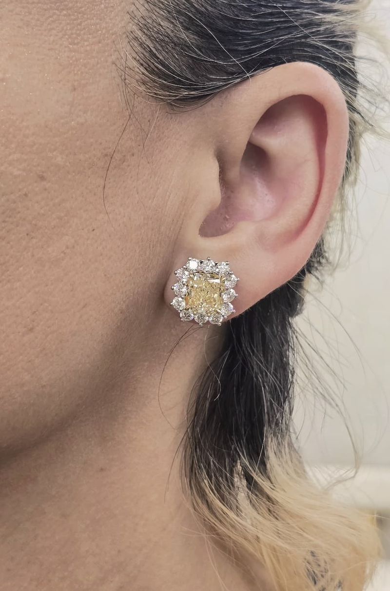 6.79ct Fancy Yellow Diamond Stud Earrings