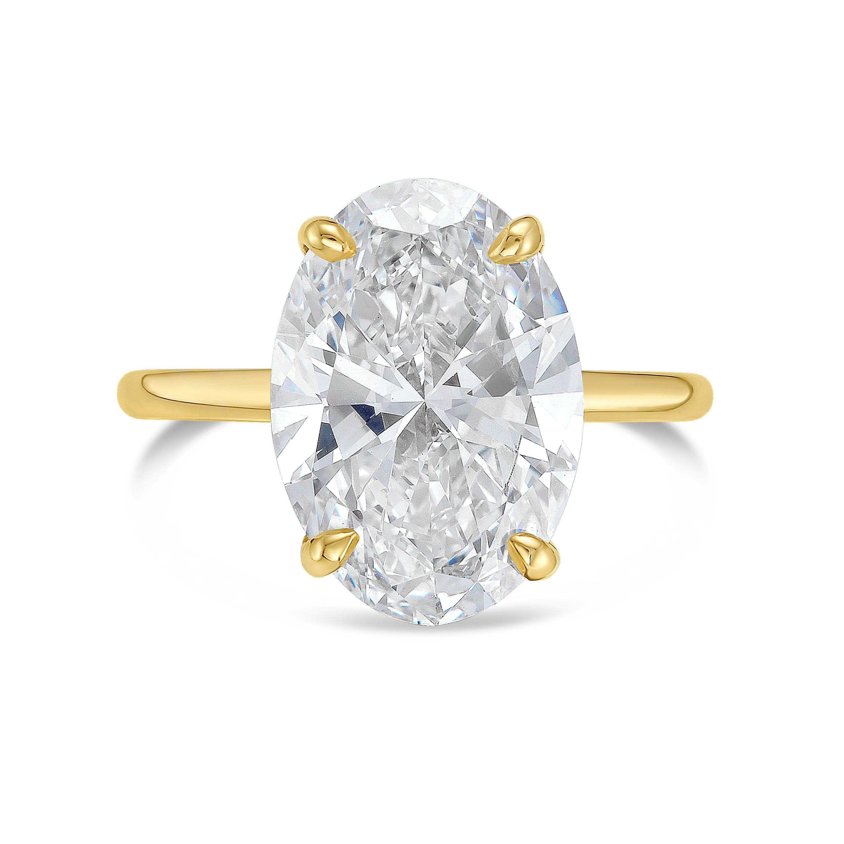 Lab-Grown Oval Diamond Solitaire Engagement Ring, 18K Gold